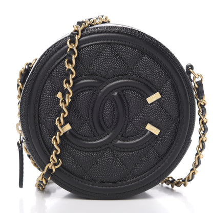 Chanel Caviar Quilted Round Filigree Crossbody Black 8 of 11