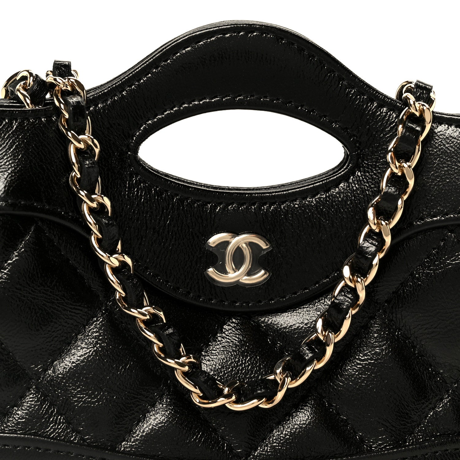 Chanel Shiny Lambskin Quilted Micro 31 Clutch With Chain Black 8 of 11
