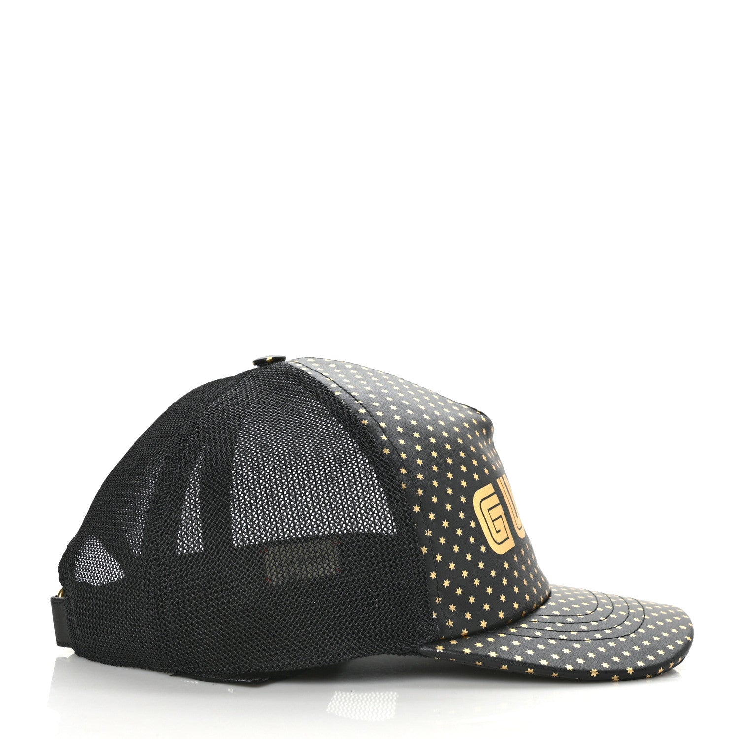 Gucci X SEGA Calfskin GUCCY Stars Baseball Hat L Black Gold 4 of 8