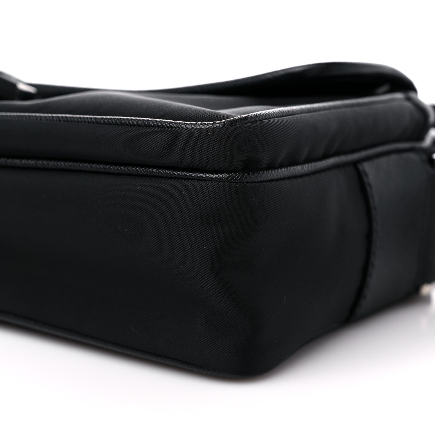 Prada Tessuto Nylon Saffiano Single Snap Buckle Messenger Flap Bag Black 8 of 8