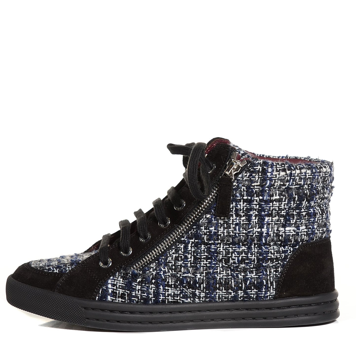 Tweed Suede High Top Sneakers 37.5 Dark Grey