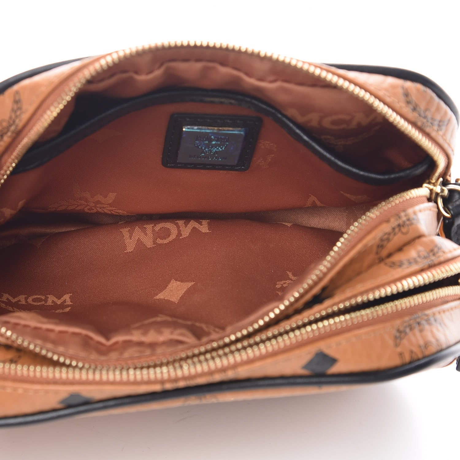 MCM Visetos Mini Camera Crossbody Bag Cognac 5 of 10