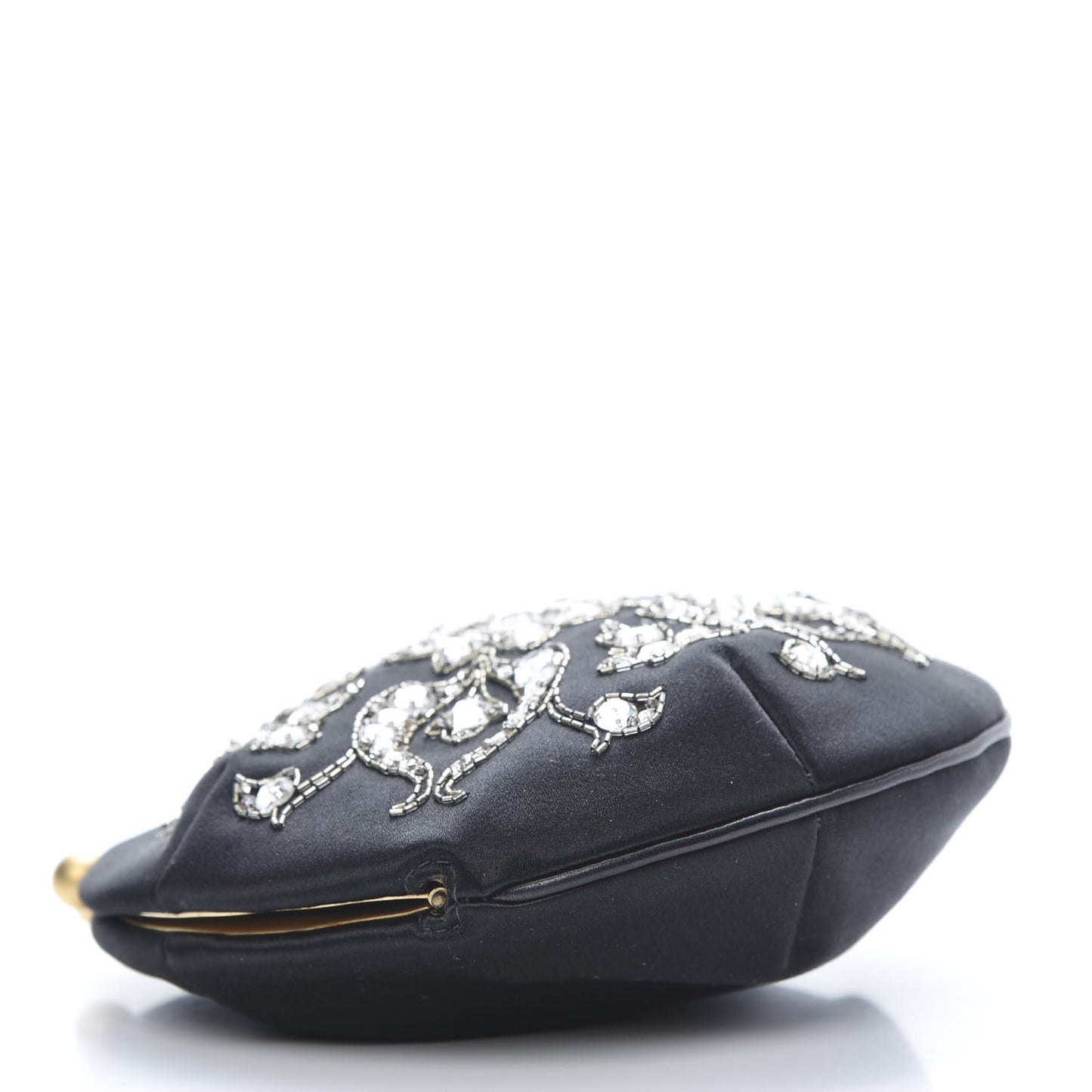 Satin Crystal Evening Wristlet Clutch Black