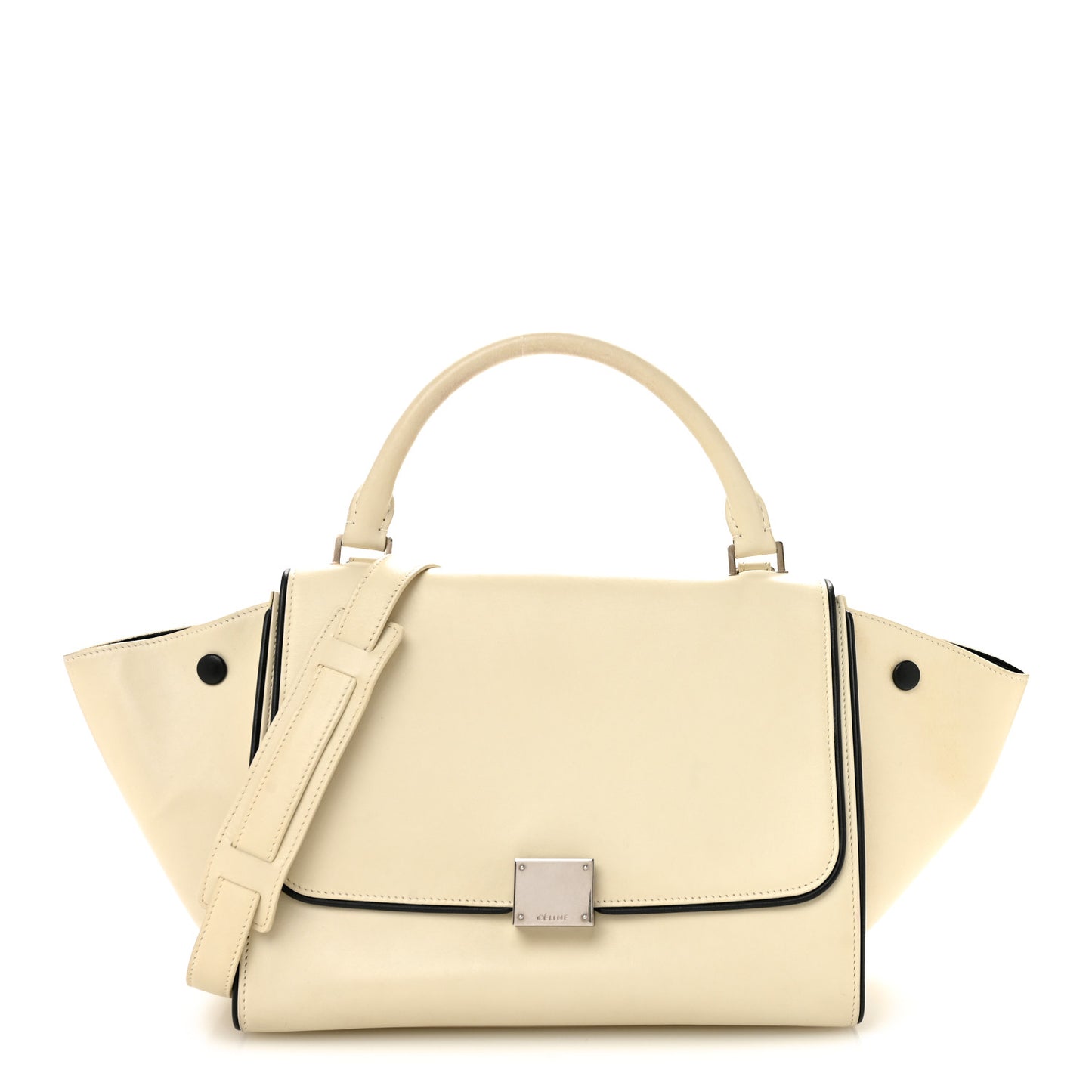 Smooth Calfskin Small Trapeze White Black