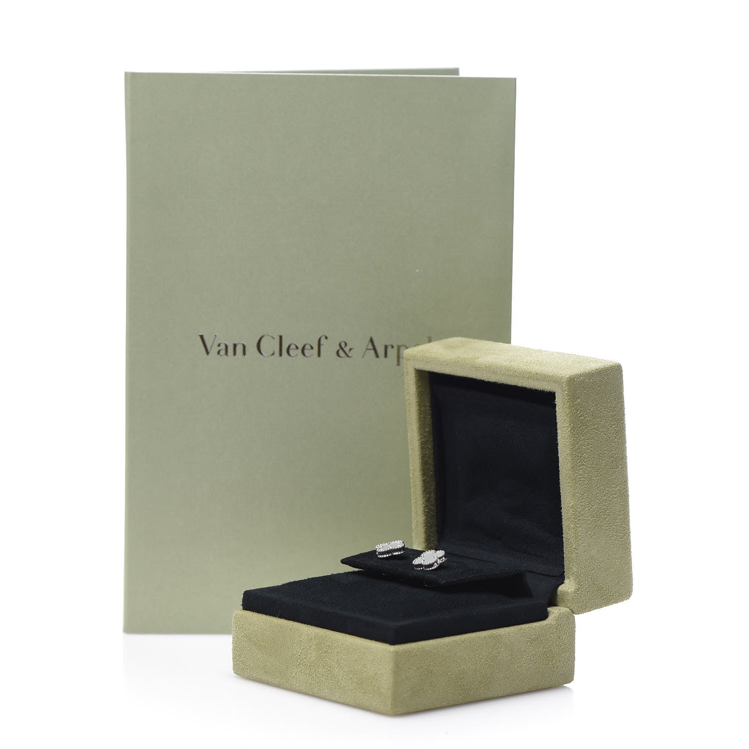 Van Cleef & Arpels 18K White Gold Mother of Pearl Sweet Alhambra Earrings 5 of 5