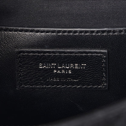 Saint Laurent Grained Calfskin Tri-Quilt Monogram Medium College Bag Black White 7 of 13