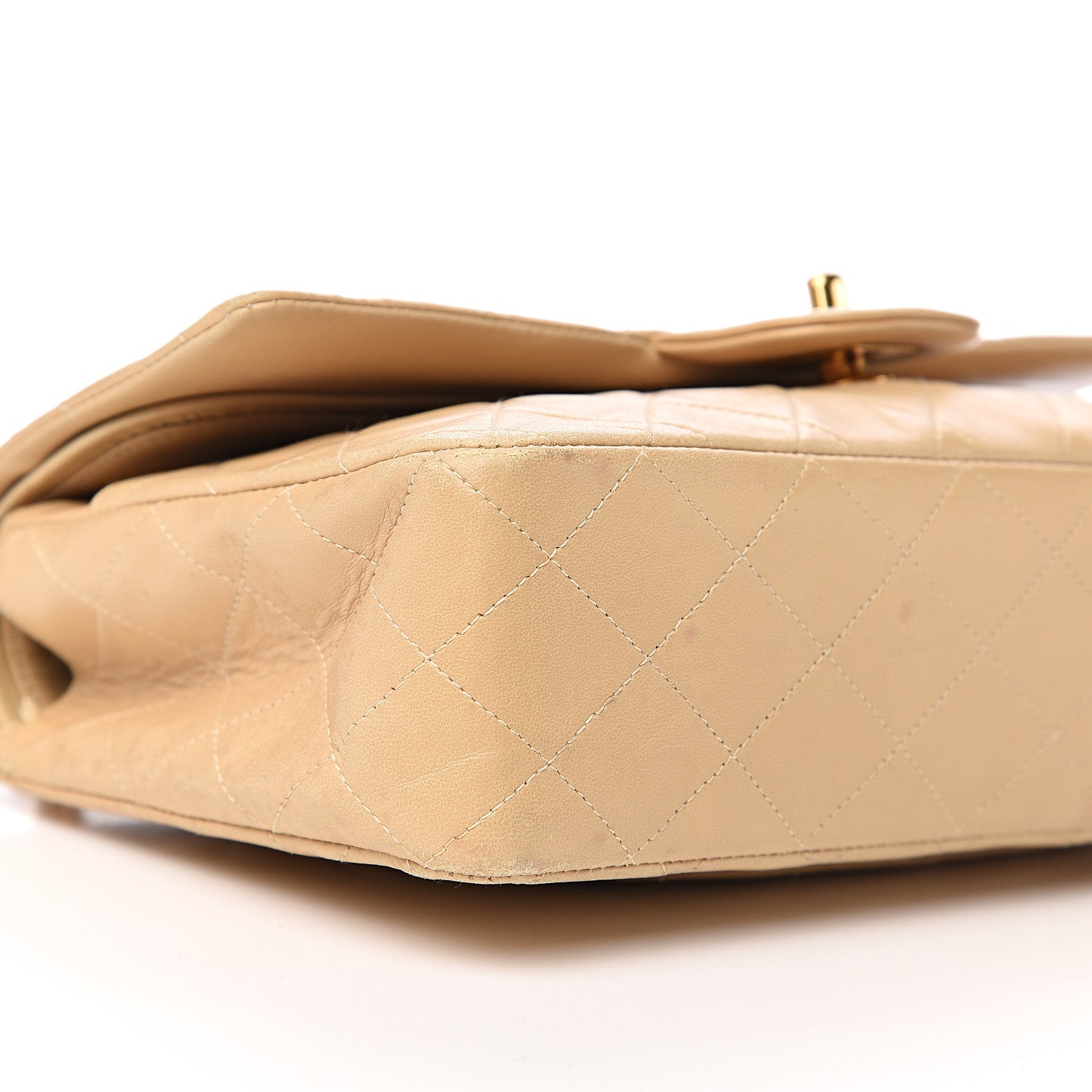 Chanel Lambskin Quilted Medium Double Flap Beige 13 of 15