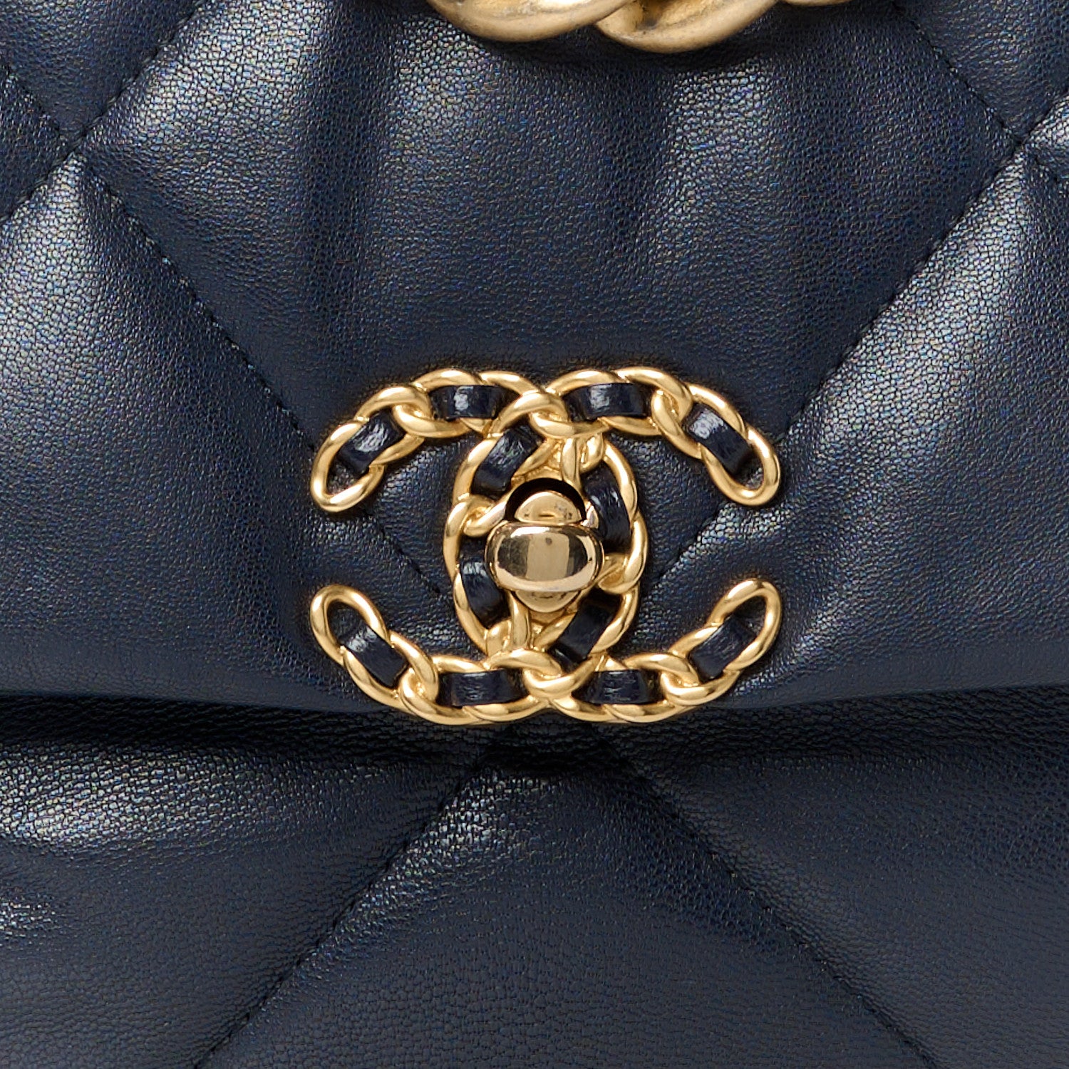 Chanel Goatskin Quilted Large Chanel 19 Flap Dark Blue 8 of 10