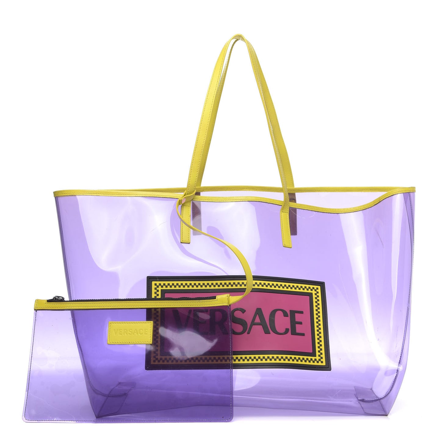 Vinyl Calfskin 90s Logo Tote Purple Yellow