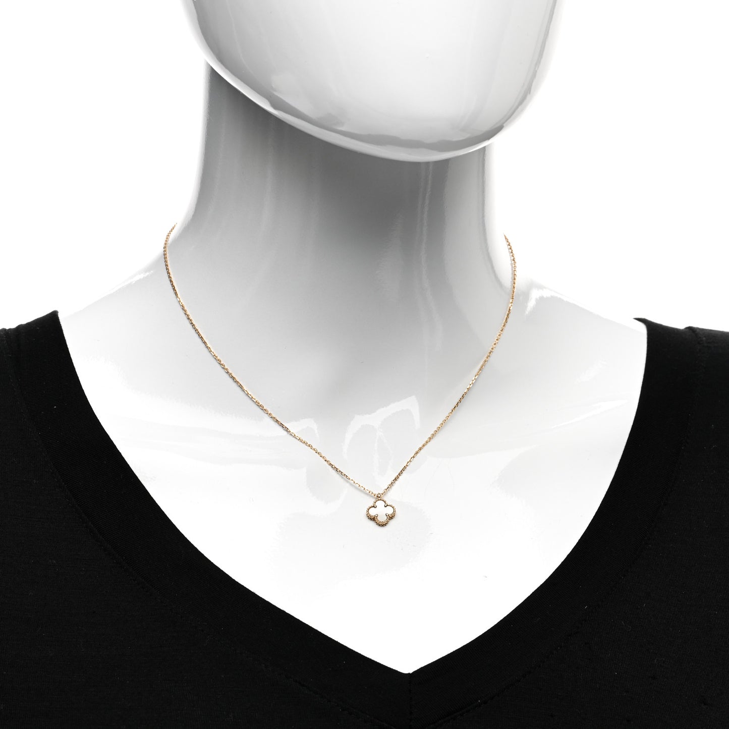18K Yellow Gold Mother of Pearl Sweet Alhambra Pendant Necklace