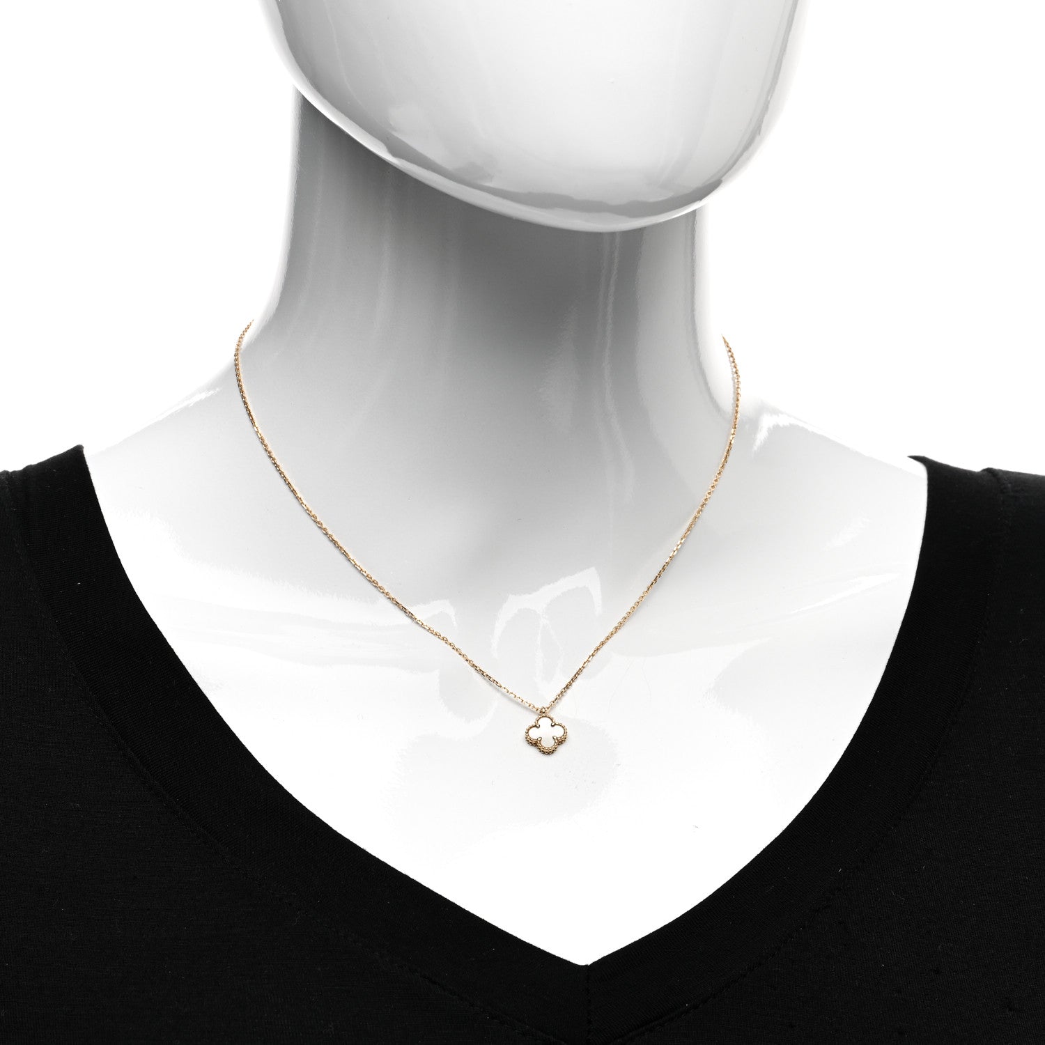Van Cleef & Arpels 18K Yellow Gold Mother of Pearl Sweet Alhambra Pendant Necklace 2 of 6