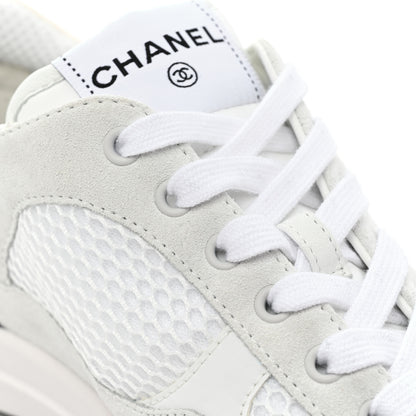 Chanel Calfskin Mesh Lycra Suede Womens Logo Sneakers 39 White 9 of 11