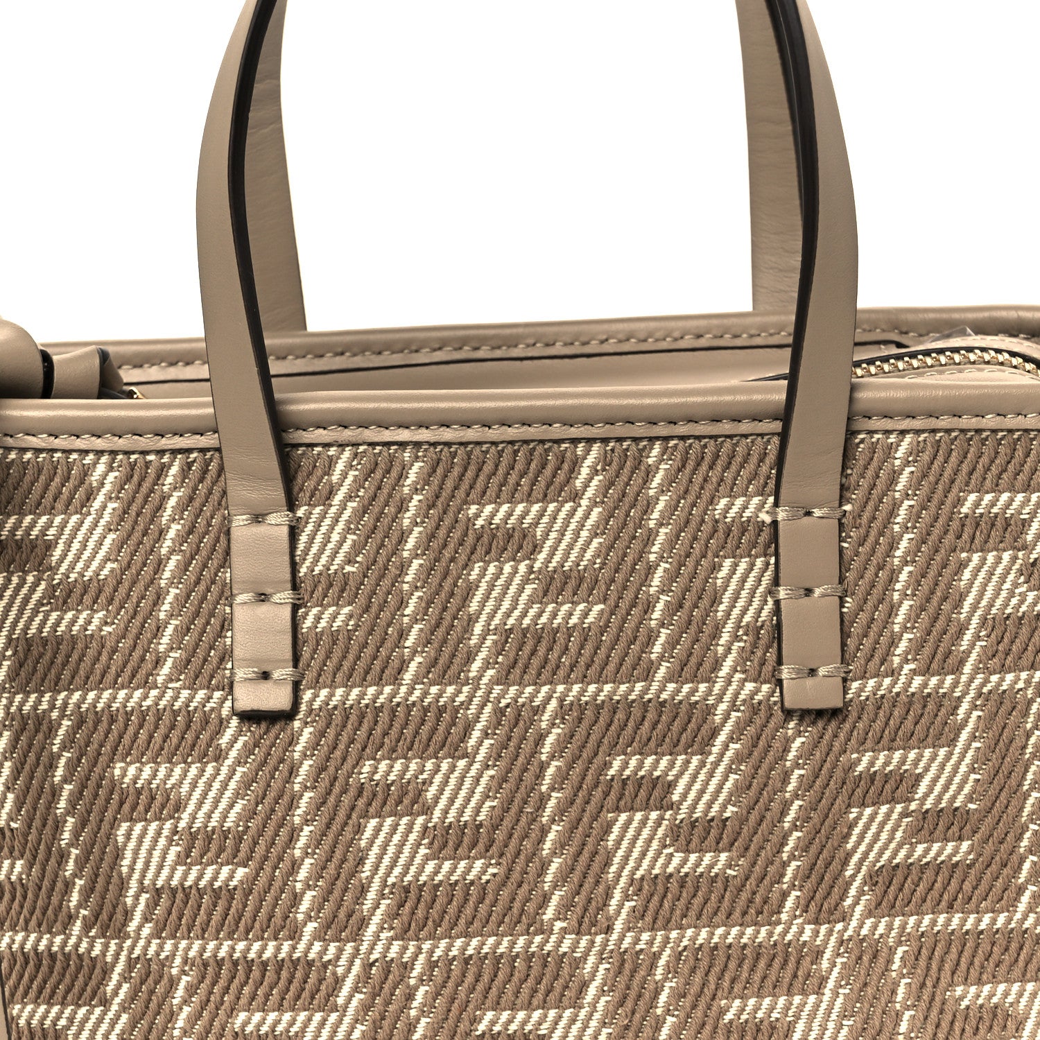 Fendi Denim Jacquard FF Effect Vitello Grace Mini Roll Tote Dove White Dove 9 of 11