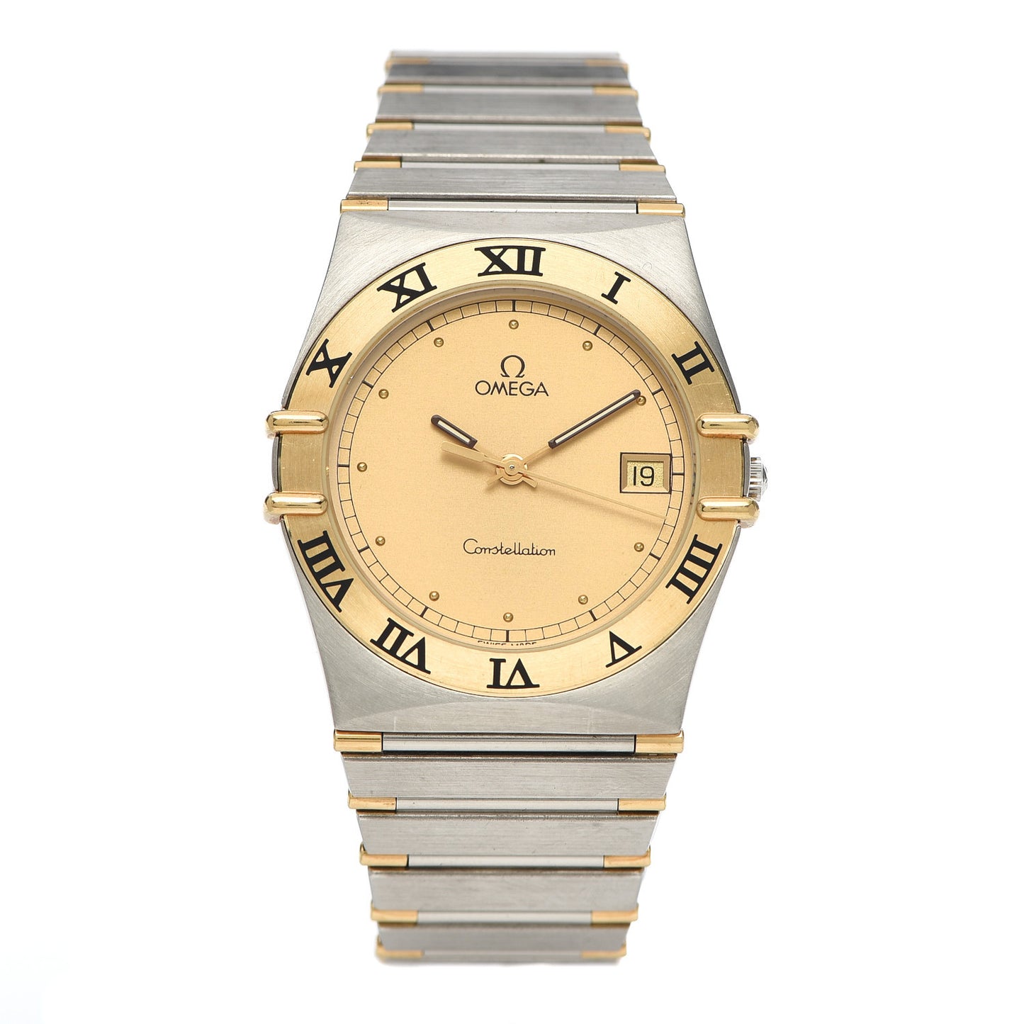 Stainless Steel 18K Yellow Gold 33mm Constellation Quartz Watch Champagne 396.1075