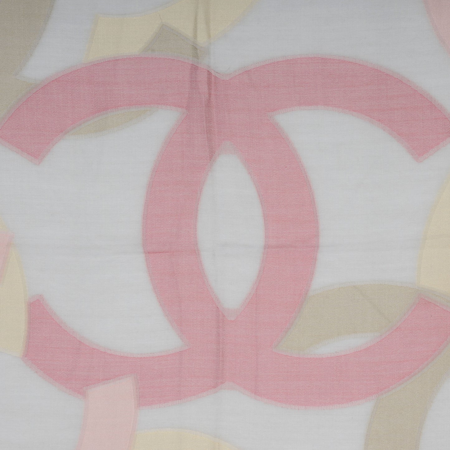 Cashmere Wool Silk CC Fringe Scarf Grey Pink