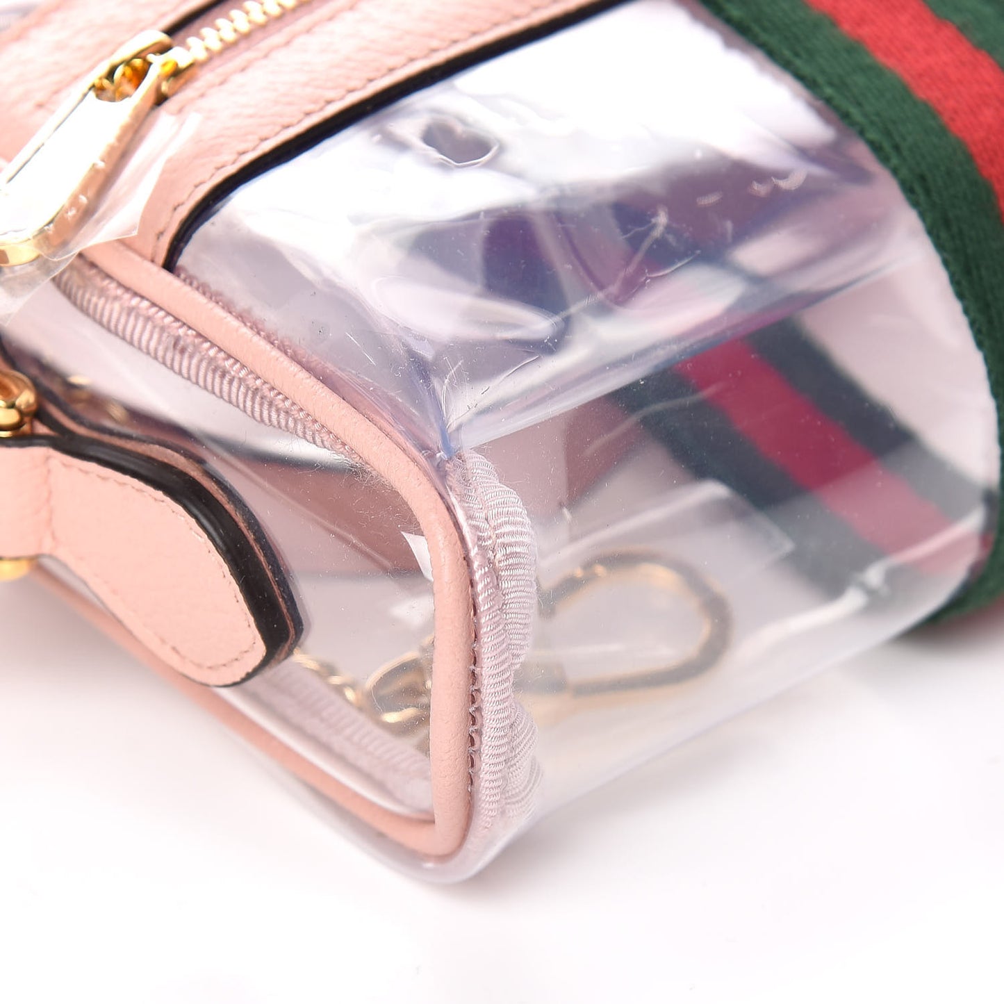 Vinyl Web Mini Ophidia Transparent Shoulder Bag Perfect Pink