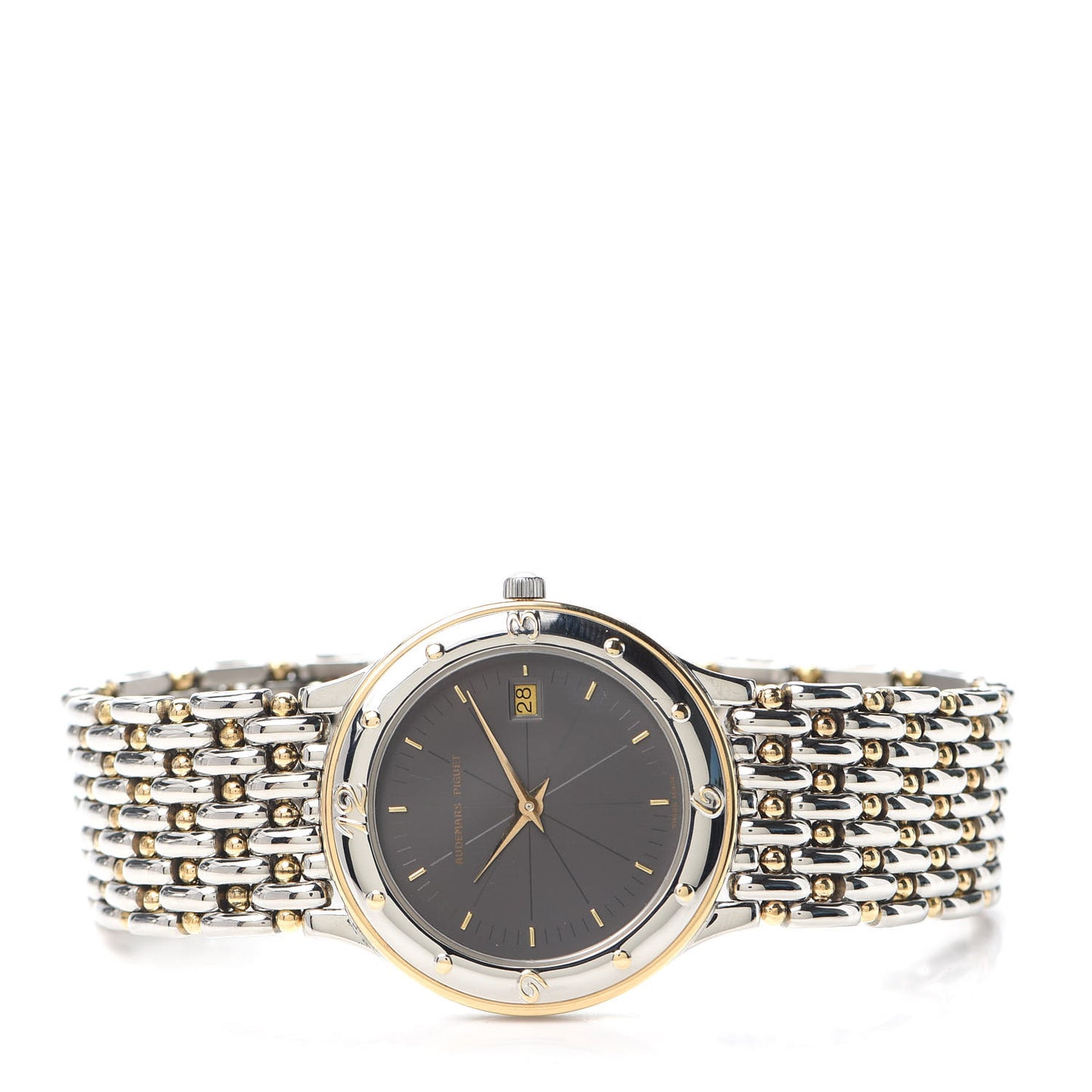 Stainless Steel 18K Yellow Gold 33mm Meridian Quartz Watch Grey