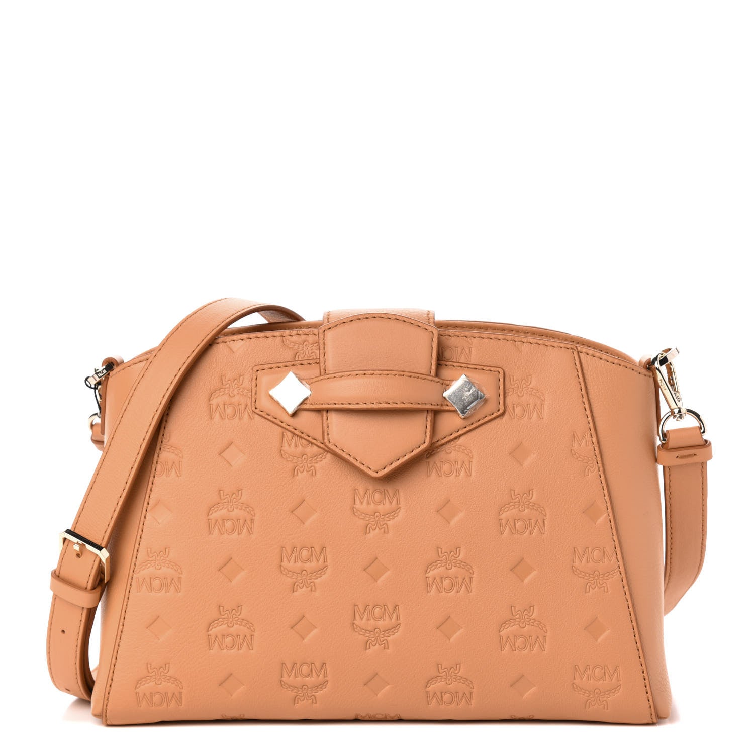 MCM Calfskin Ottomar Monogram Essential Crossbody Bag Sandstone 1 of 9