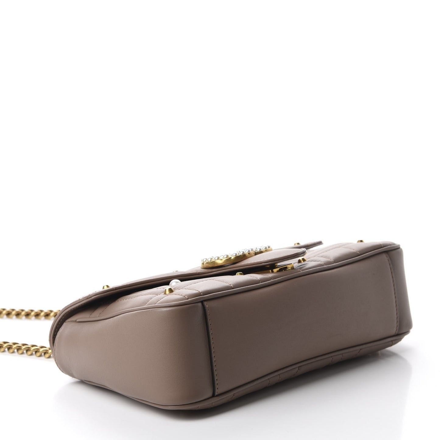 Calfskin Matelasse Studded Mini Pearly GG Marmont Shoulder Bag Porcelain Rose