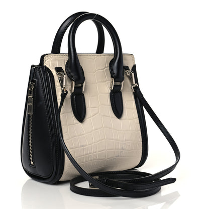 Alexander McQueen Calfskin Crocodile Embossed Mini Heroine 21 Black White 3 of 12