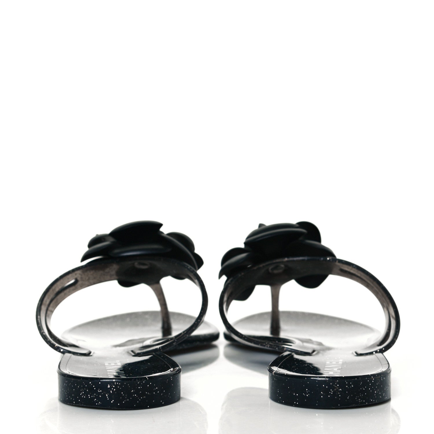 Chanel Jelly Quilted Camellia Thong Sandals 39 Black 6 of 7
