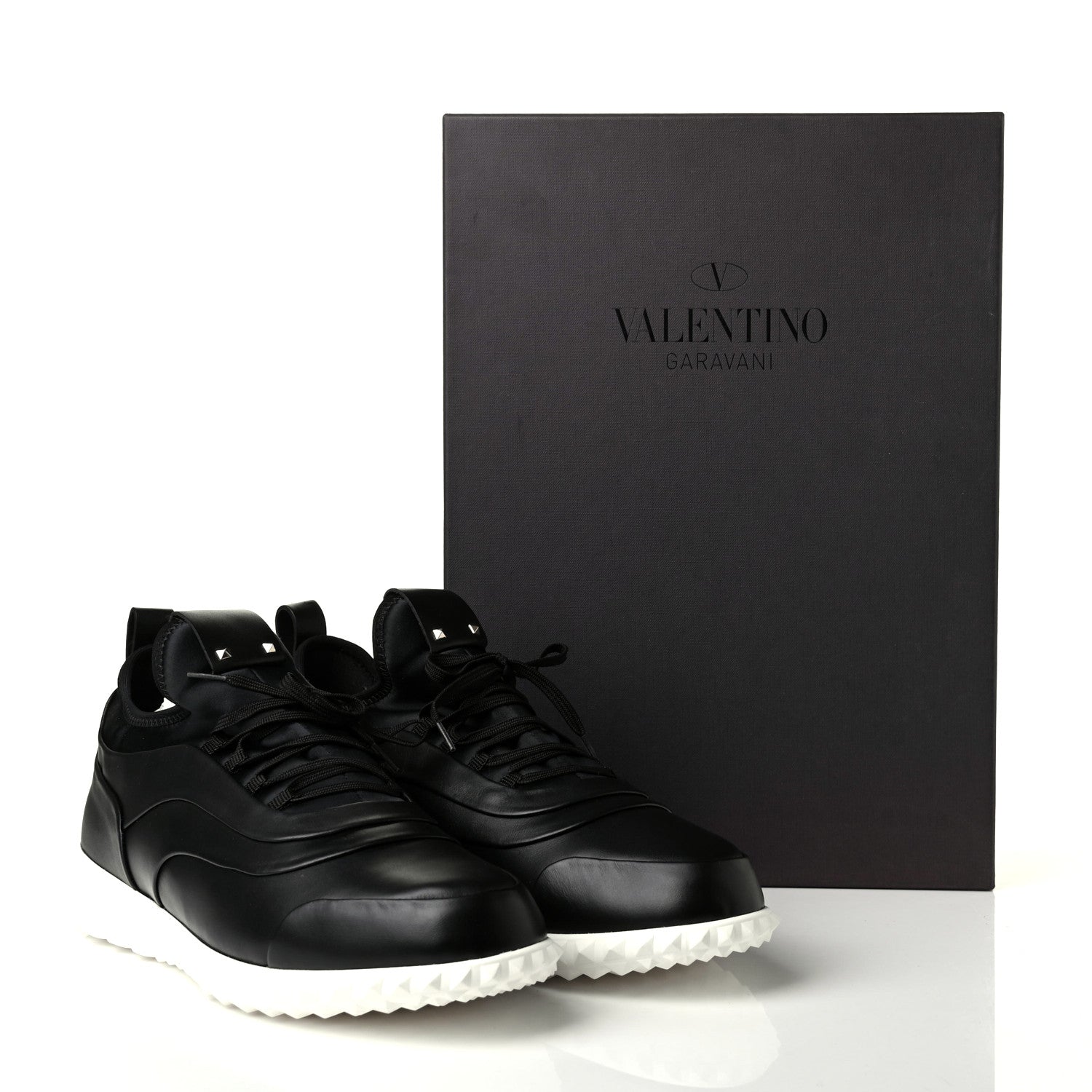 Valentino Garavani Nylon Rubber Calfskin Mens Soul AM Sneakers 39 Black 9 of 10