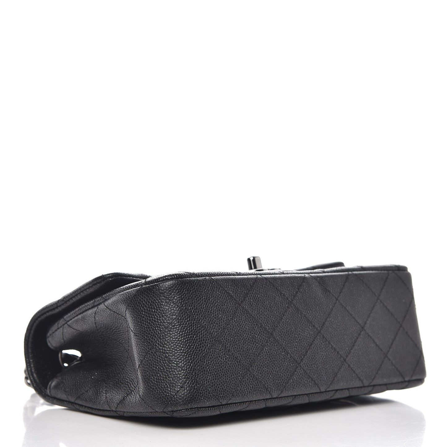 Iridescent Caviar Quilted Mini Rectangular Flap Black