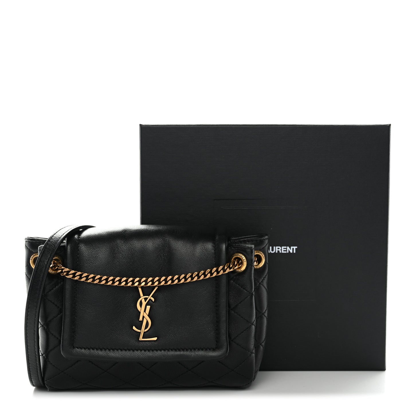 Lambskin Quilted Monogram Mini Nolita Black