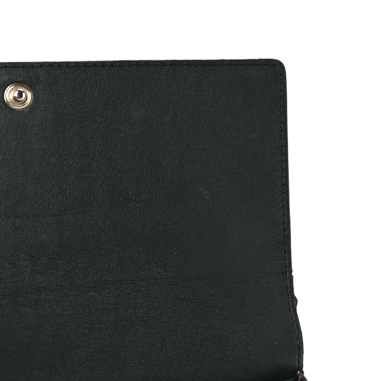 Textured Coated Canvas Magnolia and Moth Flap Wallet Black