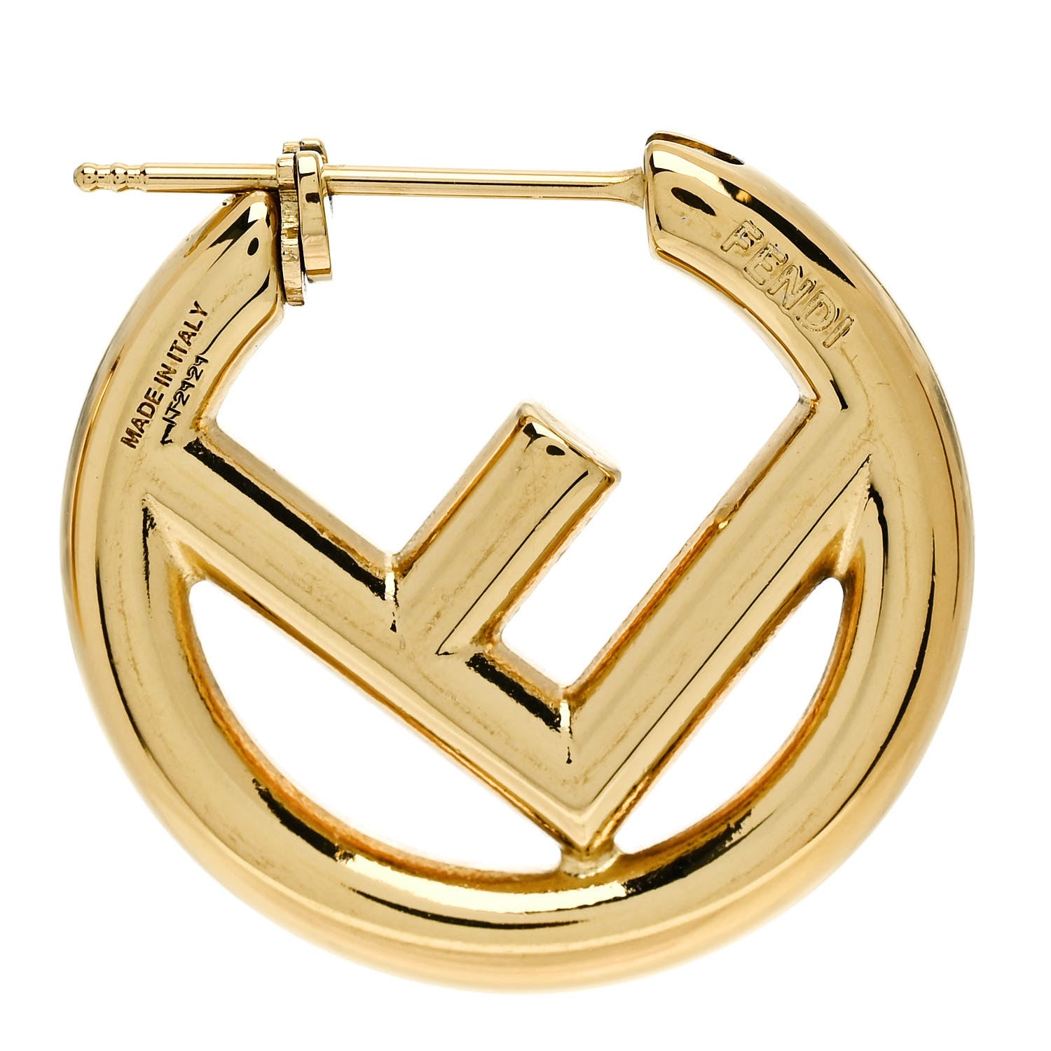 Fendi Metal FF Hoop Earrings Gold 4 of 4