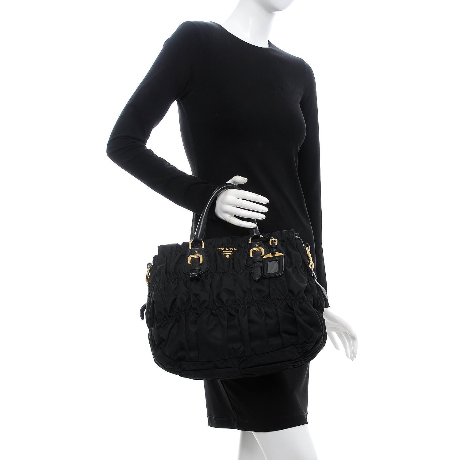 Prada Tessuto Nylon Gaufre Tote Black 2 of 7