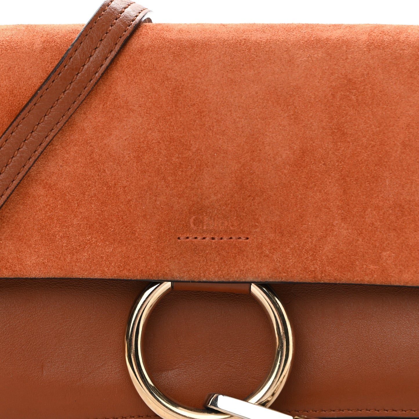 Suede Calfskin Small Faye Shoulder Bag Tobacco