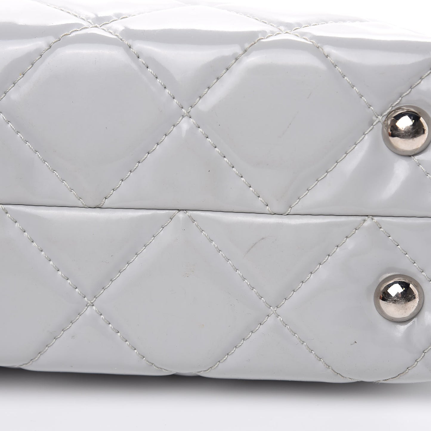Vinyl Quilted In The Business North South Tote Light Grey