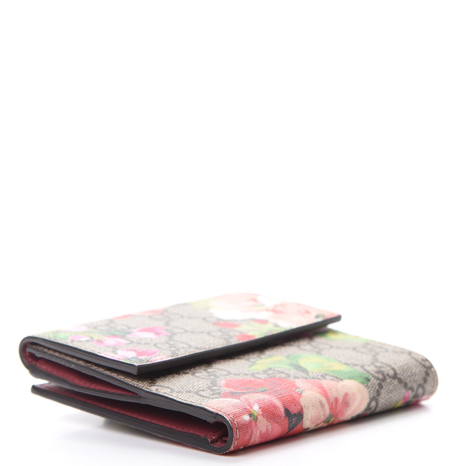 Gucci GG Supreme Monogram Blooms French Flap Wallet Beige Multicolor Dry Rose 4 of 10