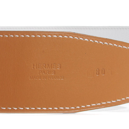Hermes Chamonix Epsom Reversible 42mm Belt Strap 80 Natural Blanc 5 of 6