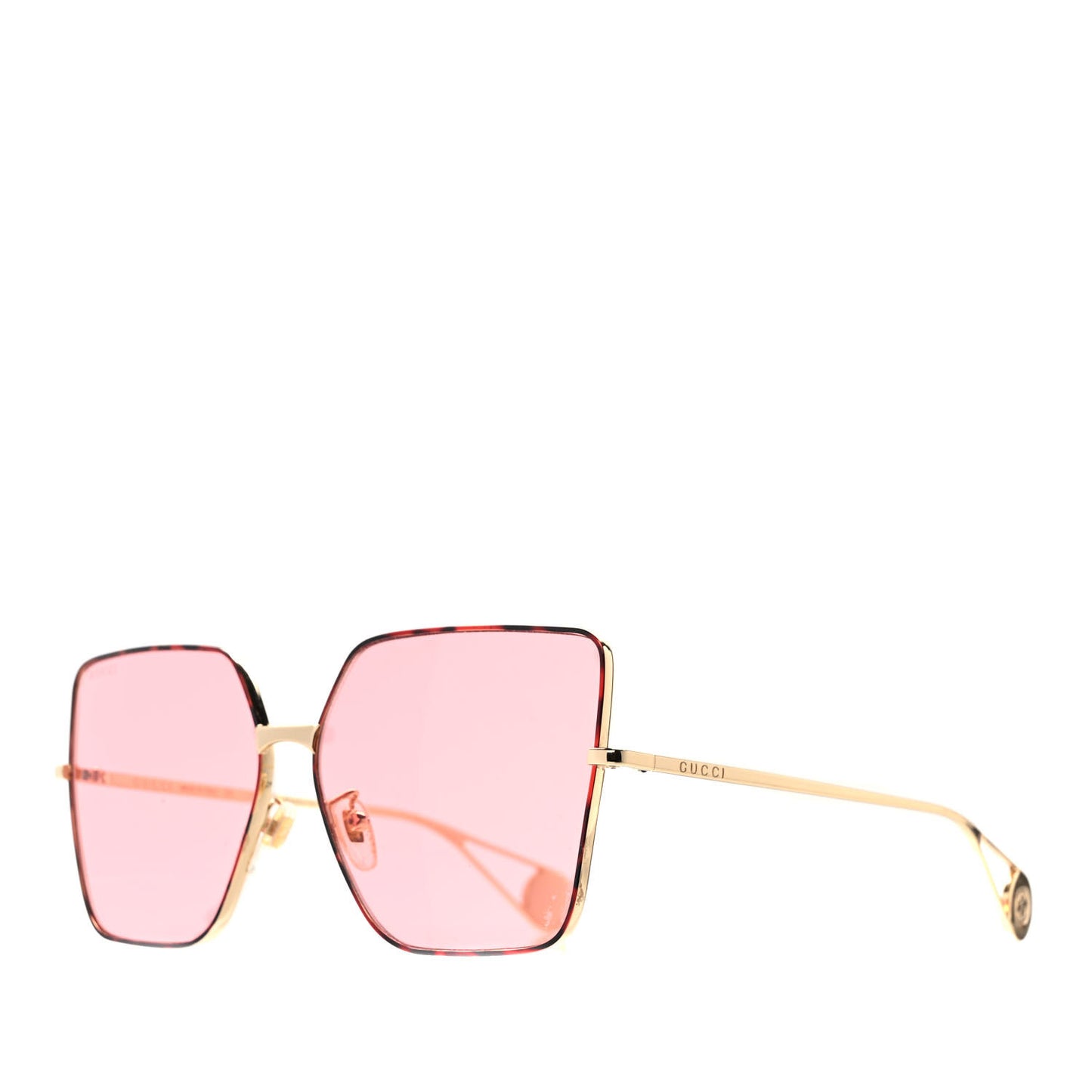 Metal Square Frame Sunglasses GG0436S Gold Pink