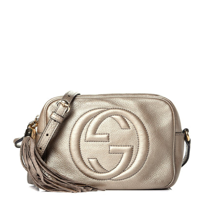 Gucci Metallic Pebbled Calfskin Small Soho Disco Bag Golden Beige 1 of 9