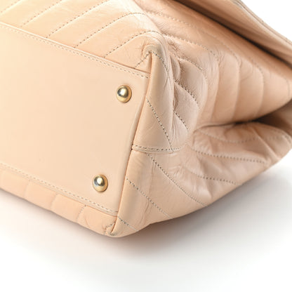 Chanel Calfskin Chevron Quilted Medium Coco Handle Flap Beige 9 of 13