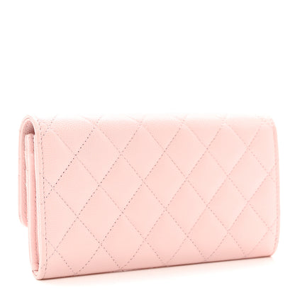 Chanel Caviar Quilted Crystal CC Large Gusset Flap Wallet Pink 3 of 9