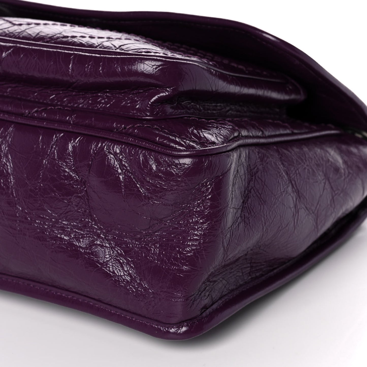 Crinkled Calfskin Matelasse Monogram Medium Niki Chain Satchel Plum