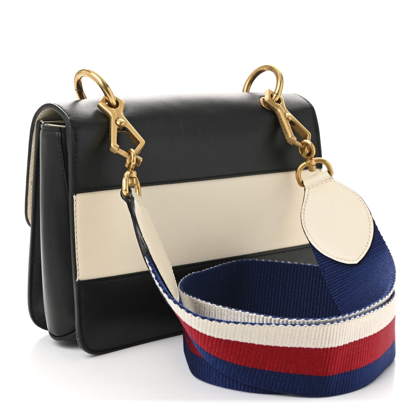 Calfskin Sylvie Web Queen Margaret Shoulder Bag Mystic White Black