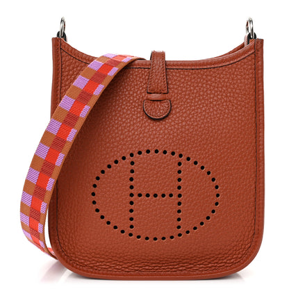 Hermes Taurillon Clemence Maxi Quadrille Evelyne TPM Cuivre Capucine Parme Rouge Duchess 1 of 11