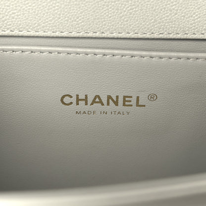 Chanel Caviar Chevron Quilted Medium Boy Flap Light Green 6 of 12