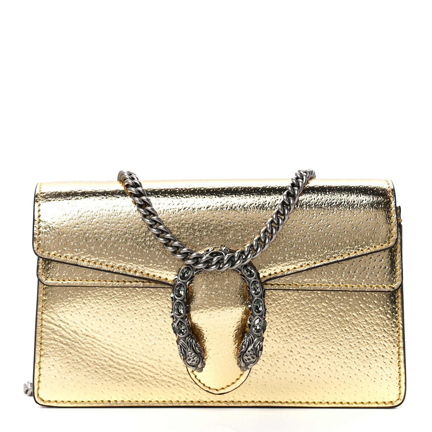 Metallic Calfskin Super Mini Dionysus Shoulder Bag Gold