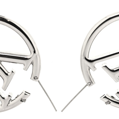 Louis Vuitton Palladium Louise Hoop Earrings Silver 3 of 5