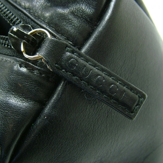 Leather Bamboo Handle Small Tote Black