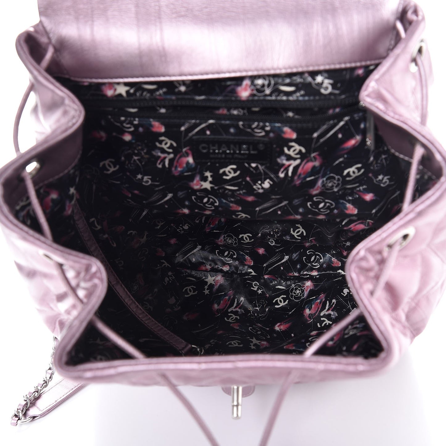 Iridescent Calfskin Quilted Ground Control Backpack Pink