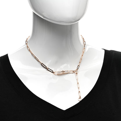 Hermes 18K Rose Gold Diamond Pave PM Kelly Chaine Lariat Necklace ST 2 of 4