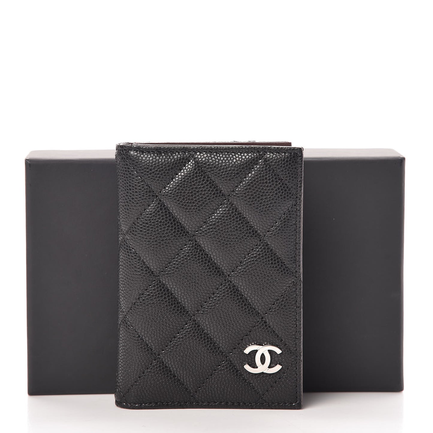 Caviar Quilted Card Holder Wallet Black