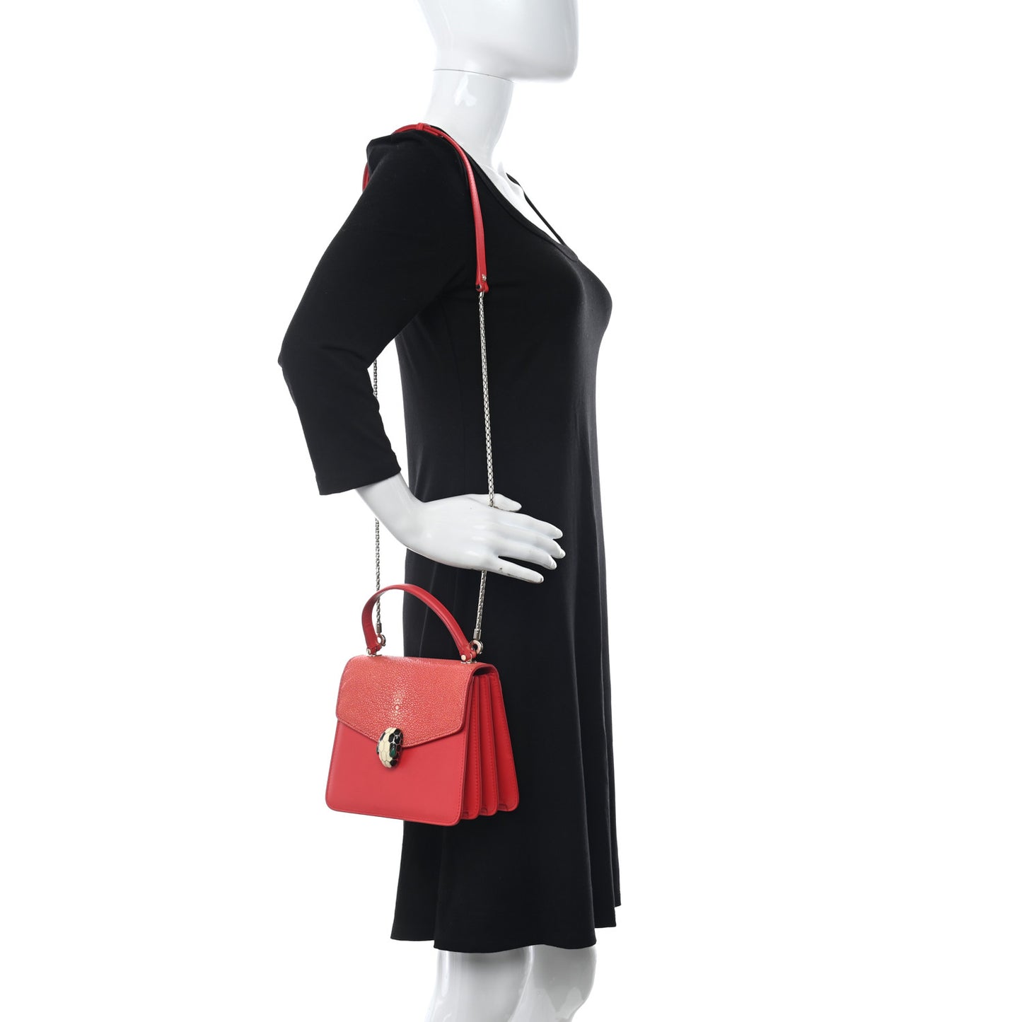 Calfskin Galuchat Serpenti Forever Crossbody Red